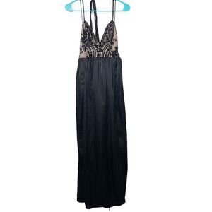 WHO I AM Sequin Body Suit Floor Length Dress Black and Nude Size 8